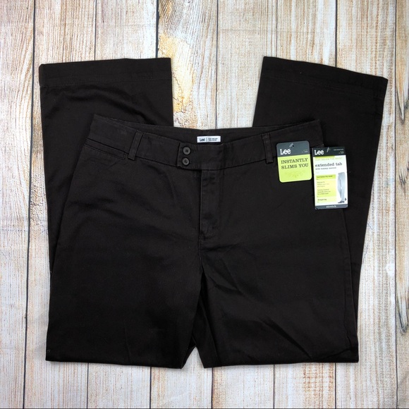 Lee Pants - New Lee Brown Flat Front Tummy Control Pants